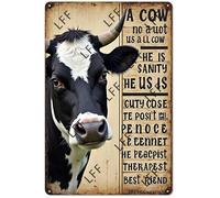 AYZYSMBM Wall Decor Tin Sign Cows He Is Sanity Happiness Teacher Metal Tin Poster For Living Room Decor Home Decor Office Decor Farmhouse Decor Church 8X12 Inch