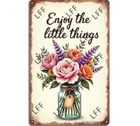 AYZYSMBM Wall Decor Tin Sign Enjoy The Little Things Metal Tin Poster For Living Room Decor Home Decor Office Decor Farmhouse Decor Church 8X12 Inch