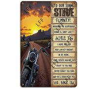 AYZYSMBM Wall Decor Tin Sign Gift For Biker Son From Mom Dad Never Forget Your Way Back Home Metal Tin Poster For Living Room Decor Home Decor Office Decor Farmhouse Decor Church 8X12 Inch
