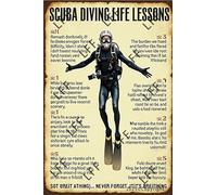 AYZYSMBM Wall Decor Tin Sign Scuba Diving Life Lessons Metal Tin Poster For Living Room Decor Home Decor Office Decor Farmhouse Decor Church 8X12 Inch