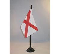 AZ FLAG - Alabama Table Flag 4'' x 6'' - US state of Alabama Office Mini Banner 100% Polyester 15 x 10 cm - Mini Desk Flag with 10'' Pole and Black Plastic Base