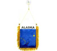 AZ FLAG - Alaska Mini Banner - 6'' x 4'' - 100% Polyester US state of Alaska Small Pennant for Car - Double-sided Flag with Suction Cup Hanger