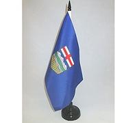 AZ FLAG Alberta Table Flag 5'' x 8'' - Canadian region of Alberta Office Decoration 100% Polyester 21 x 14 cm - Mini Desk Flag with Pole and Black Plastic Base