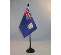 AZ FLAG - Anguilla Table Flag 4'' x 6'' - Anguillian Office Mini Banner 100% Polyester 15 x 10 cm - Mini Desk Flag with 10'' Pole and Black Plastic Base