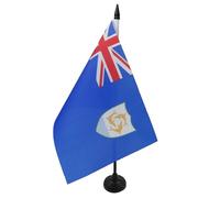 AZ FLAG Anguilla Table Flag 5'' x 8'' - Anguillian Office Decoration 100% Polyester 21 x 14 cm - Mini Desk Flag with Pole and Black Plastic Base