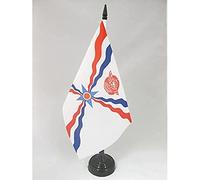 AZ FLAG - Assyria Table Flag 5'' x 8'' - Assyrian Office Flag 100% Polyester 21 x 14 cm - Mini Desk Flag with 10'' Pole and Black Plastic Base