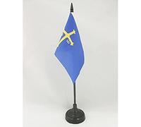 AZ FLAG - Asturias Table Flag 4'' x 6'' - Spanish region of Principado de Asturias Office Mini Banner 100% Polyester 15 x 10 cm - Mini Desk Flag with 10'' Pole and Black Plastic Base