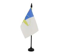 AZ FLAG - Azores Table Flag 4'' x 6'' - Azorean Office Flag 100% Polyester 15 x 10 cm - Mini Desk Flag with 10'' Pole and Black Plastic Base