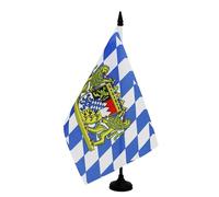 AZ FLAG - Bavaria with lion Table Flag 5'' x 8'' - German region of Bavaria with lion Office Flag 100% Polyester 21 x 14 cm - Mini Desk Flag with 10'' Pole and Black Plastic Base