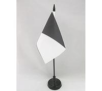 AZ FLAG - Black and White Diagonally Divided Table Flag 4'' x 6'' - race officer Office Flag 100% Polyester 15 x 10 cm - Mini Desk Flag with 10'' Pole and Black Plastic Base