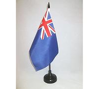 AZ FLAG Blue Ensign Table Flag 5'' x 8'' - Blue British ensign Office Decoration 100% Polyester 21 x 14 cm - Mini Desk Flag with Pole and Black Plastic Base