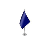 AZ FLAG - Plain Blue Prestige Table Flag 6'' x 9'' - Blue Solid color Office Flag 100% Satin 22 x 15 cm - Desk Flag with Steel Pole and Base