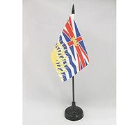 AZ FLAG - British Columbia Table Flag 4'' x 6'' - Canadian region of British Columbia Office Mini Banner 100% Polyester 15 x 10 cm - Mini Desk Flag with 10'' Pole and Black Plastic Base