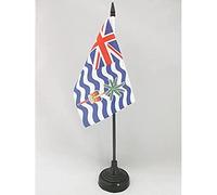AZ FLAG - British Indian Ocean Territory Table Flag 4'' x 6'' - british Office Flag 100% Polyester 15 x 10 cm - Mini Desk Flag with 10'' Pole and Black Plastic Base