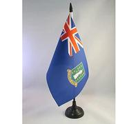 AZ FLAG British Virgin Islands Table Flag 5'' x 8'' - Virgin Islander Office Decoration 100% Polyester 21 x 14 cm - Mini Desk Flag with Pole and Black Plastic Base