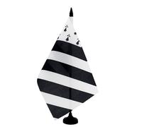 AZ FLAG Brittany Big Gwenn Table Flag 5'' x 8'' - Bretagne Office Decoration 100% Polyester 21 x 14 cm - Mini Desk Flag with Pole and Black Plastic Base