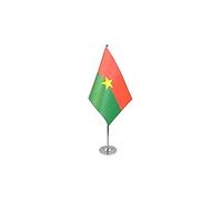 AZ FLAG - Burkina Faso Prestige Table Flag 6'' x 9'' - Burkinabé Office Flag 100% Satin 22 x 15 cm - Desk Flag with Steel Pole and Base