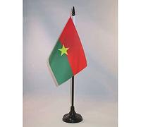 AZ FLAG - Burkina Faso Table Flag 4'' x 6'' - Burkinabé Office Flag 100% Polyester 15 x 10 cm - Mini Desk Flag with 10'' Pole and Black Plastic Base