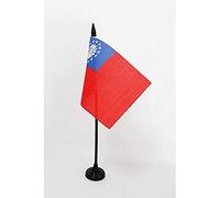 AZ FLAG - Burma Old Table Flag 4'' x 6'' - Burmese Office Flag 100% Polyester 15 x 10 cm - Mini Desk Flag with 10'' Pole and Black Plastic Base