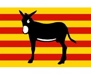 AZ FLAG - Catalonia With Donkey Flag - 2x3 Ft - 100D Polyester Catalan Banner with Two Metal Grommets - Fade Resistant - Vivid Colors - 2' x 3' Feet - 90x60 Cm