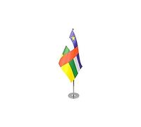 AZ FLAG - Central African Republic Prestige Table Flag 6'' x 9'' - Central Africa Office Flag 100% Satin 22 x 15 cm - Desk Flag with Steel Pole and Base
