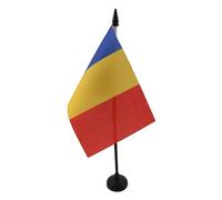 AZ FLAG - Chad Table Flag 4'' x 6'' - Chadian Office Flag 100% Polyester 15 x 10 cm - Mini Desk Flag with 10'' Pole and Black Plastic Base