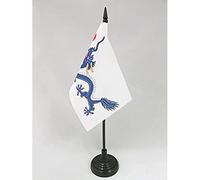AZ FLAG - China Qing dynasty 1889 Table Flag 4'' x 6'' - Chinese dragon Office Flag 100% Polyester 15 x 10 cm - Mini Desk Flag with 10'' Pole and Black Plastic Base