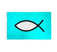AZ FLAG - Christian Fish Flag - 2x3 Ft - 100D Polyester Christianism Banner with Two Metal Grommets - Fade Resistant - Vivid Colors - 2' x 3' Feet - 90x60 Cm