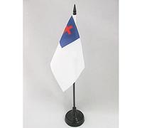AZ FLAG - Christian Religion Table Flag 4'' x 6'' - Christianity Office Mini Banner 100% Polyester 15 x 10 cm - Mini Desk Flag with 10'' Pole and Black Plastic Base