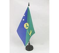 AZ FLAG Christmas Island Table Flag 5'' x 8'' - Christmas Islander Office Decoration 100% Polyester 21 x 14 cm - Mini Desk Flag with Pole and Black Plastic Base