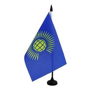 AZ FLAG - Commonwealth New Table Flag 5'' x 8'' - Commonwealth of nations Office Flag 100% Polyester 21 x 14 cm - Mini Desk Flag with 10'' Pole and Black Plastic Base