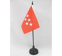 AZ FLAG - Community of Madrid Table Flag 4'' x 6'' - Spanish region of Comunidad de Madrid Office Mini Banner 100% Polyester 15 x 10 cm - Mini Desk Flag with 10'' Pole and Black Plastic Base