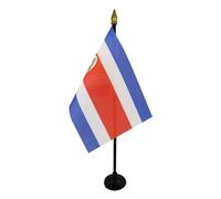 AZ FLAG - Costa Rica Table Flag 4'' x 6'' - Costa Rican Mini Desk Flag 100% Polyester 15 x 10 cm - Office Flag with 10'' Pole - Golden Spear
