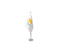 AZ FLAG - Cyprus Prestige Table Flag 6'' x 9'' - Cypriot Office Flag 100% Satin 22 x 15 cm - Desk Flag with Steel Pole and Base