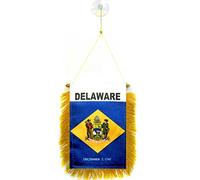 AZ FLAG - Delaware Mini Banner - 6'' x 4'' - 100% Polyester US state of Delaware Small Pennant for Car - Double-sided Flag with Suction Cup Hanger