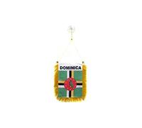 AZ FLAG - Dominica Mini Banner - 6'' x 4'' - 100% Polyester Dominican Small Pennant for Car - Double-sided Flag with Suction Cup Hanger