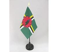 AZ FLAG - Dominica Table Flag 4'' x 6'' - Dominican Mini Desk Flag 100% Polyester 15 x 10 cm - Office Flag with 10'' Pole - Golden Spear