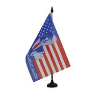 AZ FLAG - Donald Trump Making America Great Table Flag 5'' x 8'' - US Trump president Office Flag 100% Polyester 21 x 14 cm - Mini Desk Flag with 10'' Pole and Black Plastic Base