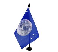 AZ FLAG - Earth Moon and Stars Table Flag 5'' x 8'' - earth planet Office Flag 100% Polyester 21 x 14 cm - Mini Desk Flag with 10'' Pole and Black Plastic Base