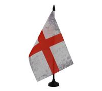 AZ FLAG - England St George Grunge Table Flag 5'' x 8'' - English Office Flag 100% Polyester 21 x 14 cm - Mini Desk Flag with 10'' Pole and Black Plastic Base