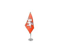 AZ FLAG English White Dragon Prestige Table Flag 6'' x 9'' - England Office Decoration 100% Satin 22 x 15 cm - Desk Flag with Steel Pole and Base