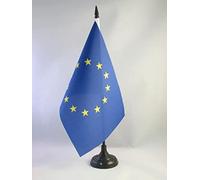 AZ FLAG - Europe Table Flag 5'' x 8'' - European Union Office Flag 100% Polyester 21 x 14 cm - Mini Desk Flag with 10'' Pole and Black Plastic Base