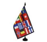 AZ FLAG - European countries Table Flag 5'' x 8'' - Europe Office Flag 100% Polyester 21 x 14 cm - Mini Desk Flag with 10'' Pole and Black Plastic Base