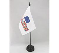 AZ FLAG - European Union 28 countries Table Flag 4'' x 6'' - 28 Europe members Office Mini Banner 100% Polyester 15 x 10 cm - Mini Desk Flag with 10'' Pole and Black Plastic Base