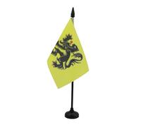 AZ FLAG - Flanders Table Flag 4'' x 6'' - Flemish Office Flag 100% Polyester 15 x 10 cm - Mini Desk Flag with 10'' Pole and Black Plastic Base