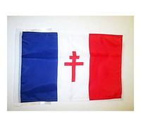 AZ FLAG - France General De Gaulle Flag - 18'' x 12'' - 100% Polyester French resistance Small Banner with Two Cords - Fade Resistant - Vivid Colors - 18x12 in - 45x30 Cm