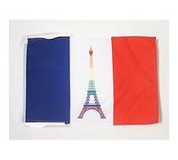 AZ FLAG - France rainbow Flag - 18'' x 12'' - 100% Polyester french gay - Eiffel tower Small Banner with Two Cords - Fade Resistant - Vivid Colors - 18x12 in - 45x30 Cm