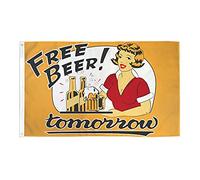 AZ FLAG - Free Beer Tomorrow Flag - 2x3 Ft - 100D Polyester Open Bar Banner with Two Metal Grommets - Fade Resistant - Vivid Colors - 2' x 3' Feet - 90x60 Cm