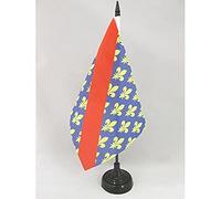 AZ FLAG French Department of Allier Table Flag 5'' x 8'' - Department of France Office Decoration 100% Polyester 21 x 14 cm - Mini Desk Flag with Pole and Black Plastic Base