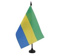 AZ FLAG - Gabon Table Flag 5'' x 8'' - Gabonese Office Flag 100% Polyester 21 x 14 cm - Mini Desk Flag with 10'' Pole and Black Plastic Base